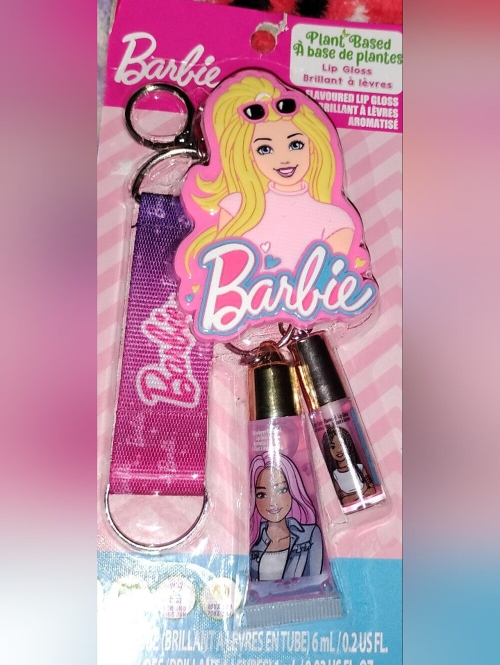 Girls' Barbie Pink Keychain and Lip Gloss Set